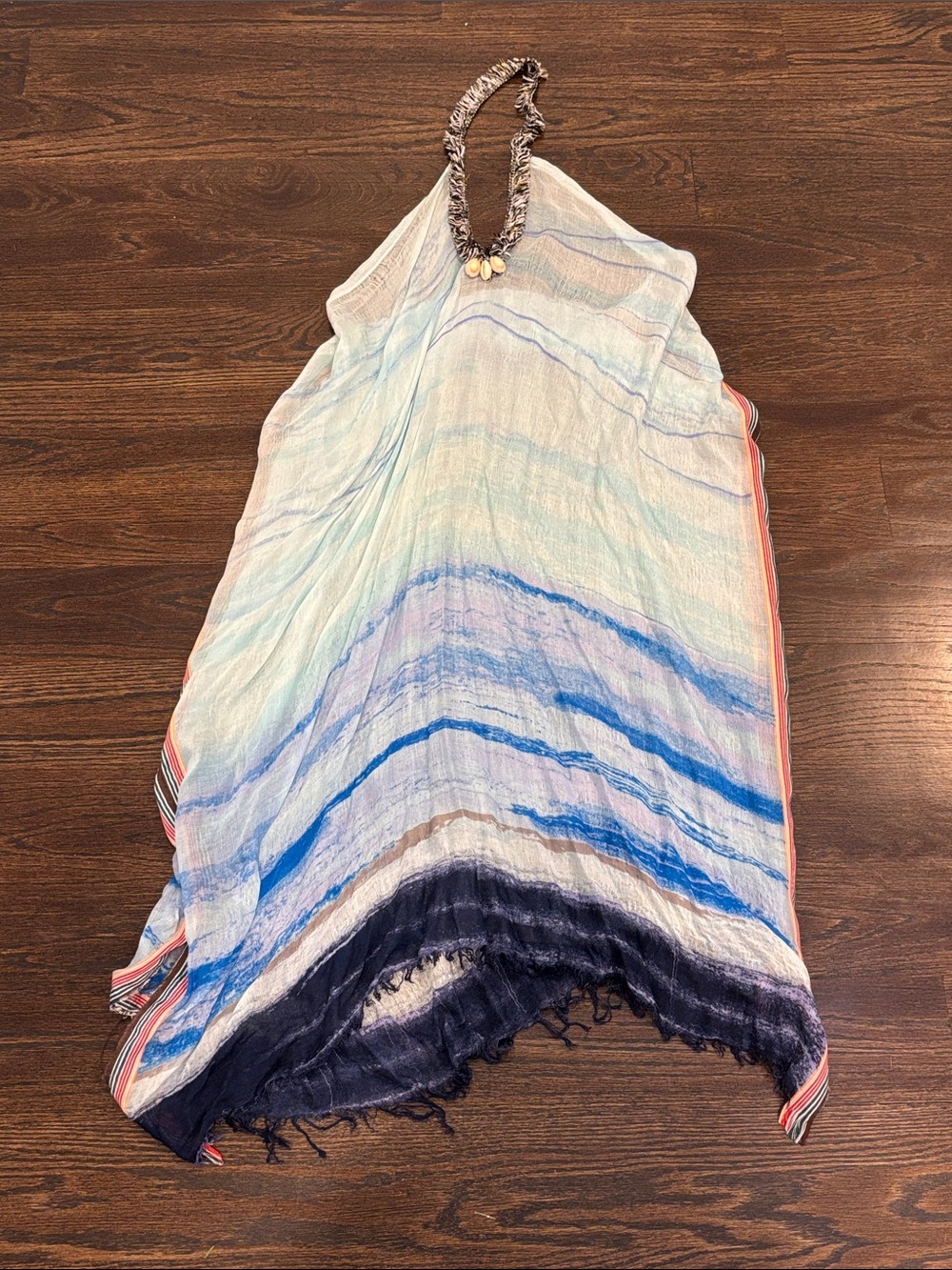 Pool to Party Women’s Light Blue Striped Women's Swim Coverup Dress One Size